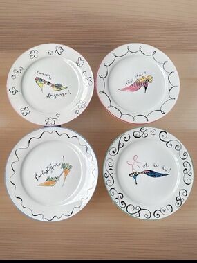 Rosanna "Haute Shoes" High Heel Shoes salad/dessert plates 8” ~SET Of 4